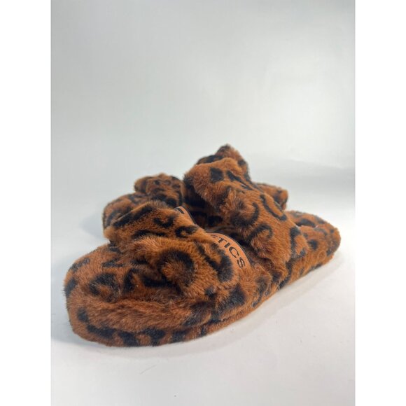 Fabletics Slippers Snug Strap Slipper Fuzzy Brown Leopard Print Slippers Women 6 - Picture 6 of 10